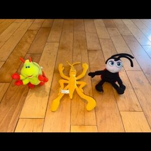 Disney A Bug's Life Heimlich, Slim &  Francis Vintage 1998 Plush Lot of 3